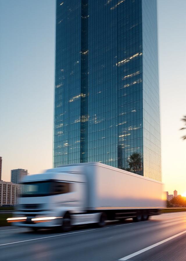 High-tech logistics hub with motion-blur overlays